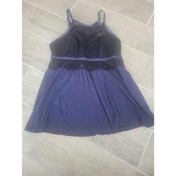 Lot of Two Soma‎ Sleepshirts Temptation Cami Lacey Sleep Top Blue and Black Size - Picture 2 of 15
